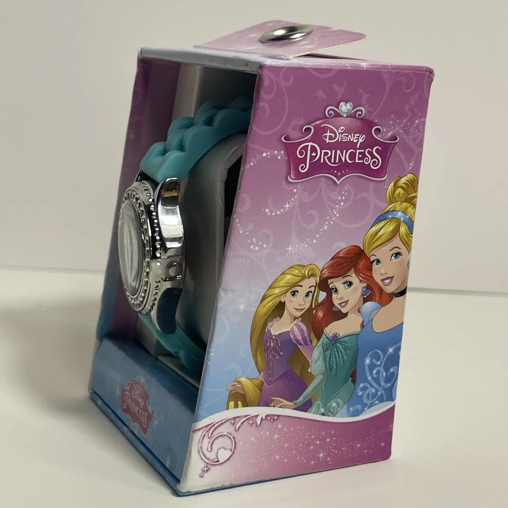 Vintage Disney Princess Watch Double Rhinestone Trimmed Face NIB‎ Teal Blue Band
